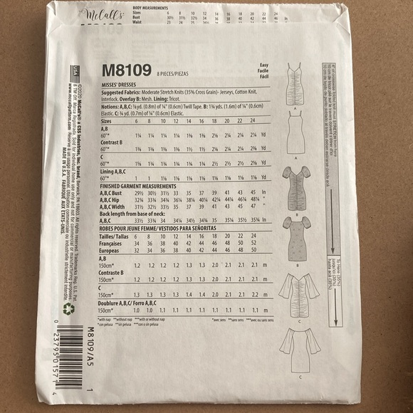 McCall’s Sewing Pattern 8109 - Picture 3 of 3
